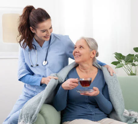 Overnight home care Pittsburgh PA caregiver assisting senior at home