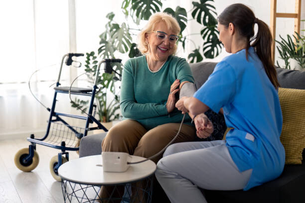 Professional caregiver providing help at home to a senior in Pittsburgh, PA