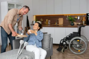 Professional caregiver assisting a senior client receiving private pay home care services in Pittsburgh, Pennsylvania.